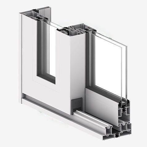 Corte técnico do perfil SAPA Wideslide 150